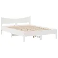 Cadre de lit avec tiroirs blanc 135x190 cm bois de pin massif