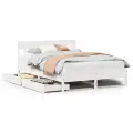 Cadre de lit sans matelas blanc 140x190 cm bois de pin massif
