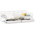 Lit de jour et tiroirs sans matelas blanc 90x190 cm bois massif