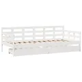 Lit de jour et tiroirs sans matelas blanc 90x190 cm bois massif