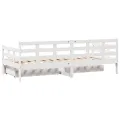 Lit de jour et tiroirs sans matelas blanc 90x190 cm bois massif