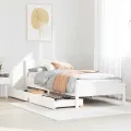Cadre de lit sans matelas blanc 75x190 cm bois de pin massif