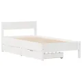 Cadre de lit sans matelas blanc 75x190 cm bois de pin massif