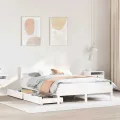 Cadre de lit sans matelas blanc 140x190 cm bois de pin massif