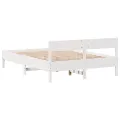 Cadre de lit sans matelas blanc 140x190 cm bois de pin massif