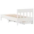 Cadre de lit sans matelas blanc 75x190 cm bois de pin massif