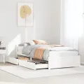 Cadre de lit sans matelas blanc 75x190 cm bois de pin massif