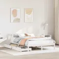 Cadre de lit sans matelas blanc 120x190 cm bois de pin massif