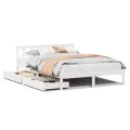 Cadre de lit sans matelas blanc 135x190 cm bois de pin massif