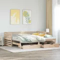 Lit de jour avec tiroirs sans matelas 90x200 cm bois massif