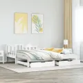 Lit de jour avec gigogne et tiroirs sans matelas blanc 90x190cm