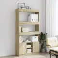 Buffet haut chêne sonoma 92x33x180 cm bois d'ingénierie