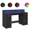 Bureau avec lumières LED noir 140x55x91 cm bois d'ingénierie