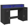 Bureau avec lumières LED noir 140x55x91 cm bois d'ingénierie