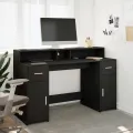 Bureau avec lumières LED noir 140x55x91 cm bois d'ingénierie