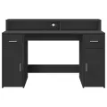 Bureau avec lumières LED noir 140x55x91 cm bois d'ingénierie