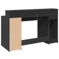 Bureau avec lumières LED noir 140x55x91 cm bois d'ingénierie