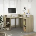 Bureau avec lumières LED chêne sonoma bois d'ingénierie