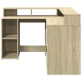 Bureau avec lumières LED chêne sonoma bois d'ingénierie