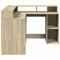 Bureau avec lumières LED chêne sonoma bois d'ingénierie