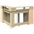 Bureau avec lumières LED chêne sonoma bois d'ingénierie