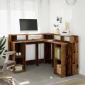 Bureau avec lumières LED vieux bois bois d'ingénierie