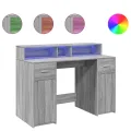 Bureau et lumières LED sonoma gris 120x55x91cm bois ingénierie