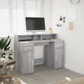 Bureau et lumières LED sonoma gris 120x55x91cm bois ingénierie