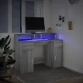 Bureau et lumières LED sonoma gris 120x55x91cm bois ingénierie