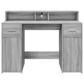 Bureau et lumières LED sonoma gris 120x55x91cm bois ingénierie