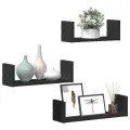 Étagères murales 3 pcs noir bois d'ingénierie