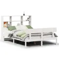 Lit bibliothèque sans matelas blanc 160x200 cm bois pin massif