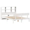 Lit bibliothèque sans matelas blanc 160x200 cm bois pin massif