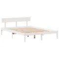 Lit bibliothèque sans matelas blanc 160x200 cm bois pin massif