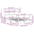 Lit bibliothèque sans matelas blanc 160x200 cm bois pin massif