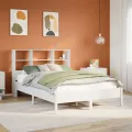 Lit bibliothèque sans matelas blanc 160x200 cm bois pin massif
