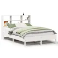 Lit bibliothèque sans matelas blanc 160x200 cm bois pin massif