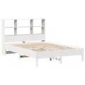 Lit bibliothèque sans matelas blanc 160x200 cm bois pin massif