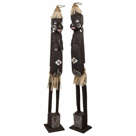 Ensemble de Figurines Alexandra House Living Marron Bois Ethnique 11 x