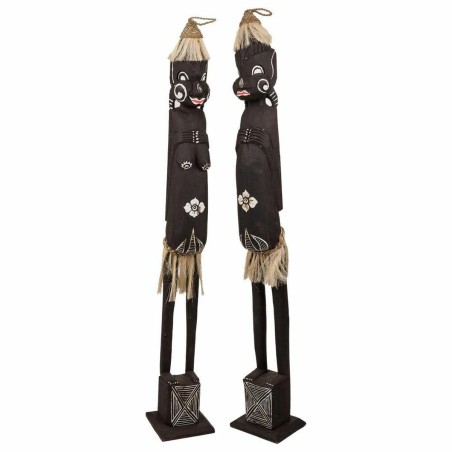 Set of Figures Alexandra House Living Brown Wood Ethnic 11 x 100 x 11