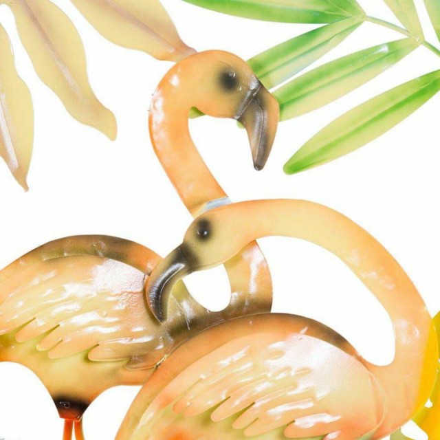 Wanddecoratie Alexandra House Living Multicolour Metaal Roze flamingo