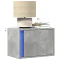 Tables de chevet murales avec lumières LED 2 pcs gris béton