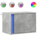 Tables de chevet murales avec lumières LED 2 pcs gris béton