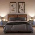 Tables de chevet murales avec lumières LED 2 pcs gris béton