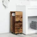 Meuble étroit de salle de bain à roulettes vieux bois