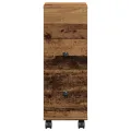 Meuble étroit de salle de bain à roulettes vieux bois