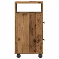Meuble étroit de salle de bain à roulettes vieux bois