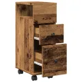 Meuble étroit de salle de bain à roulettes vieux bois