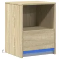 Armoire de chevet avec lumières LED chêne sonoma