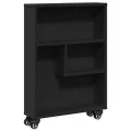 Chariot de rangement étroit noir 48x13x68 cm bois d'ingénierie